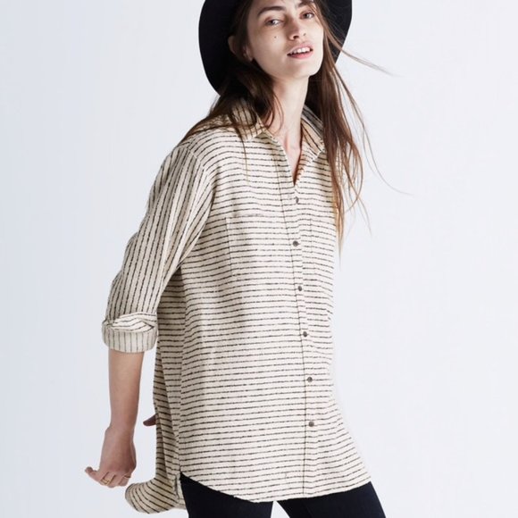 Madewell Tops - Madewell Exboyfriend Oversized Flannel Mick Stripe
